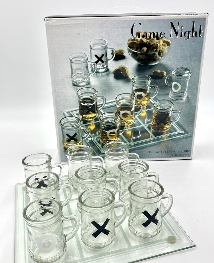 Jalite™wine fight Tic Tac Toe Drinking Shot Glass Set with Mini Beer Mugs: A Fun Twist on a Classic Game!