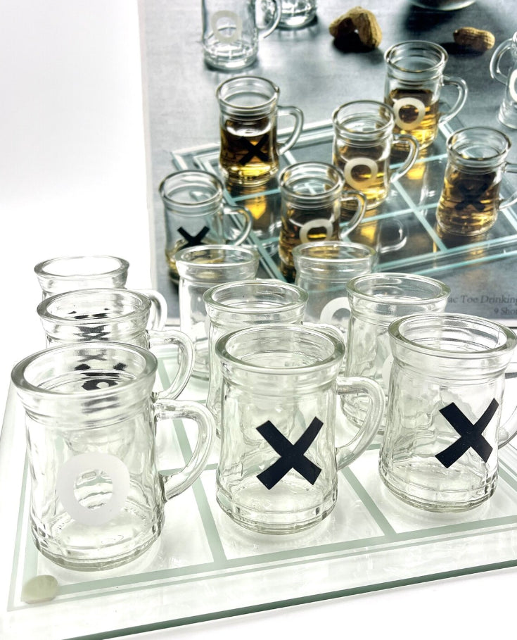 Jalite™wine fight Tic Tac Toe Drinking Shot Glass Set with Mini Beer Mugs: A Fun Twist on a Classic Game!